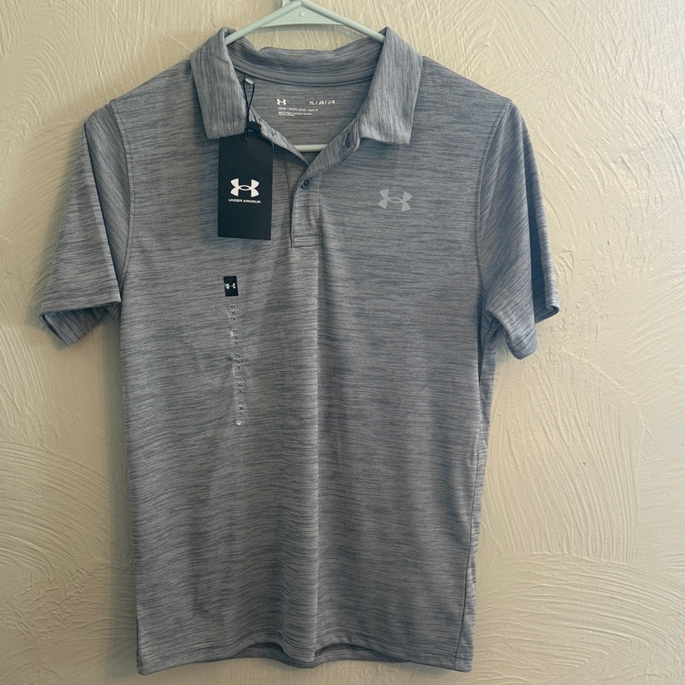 Under Armour Boys Heathered Gray Polo